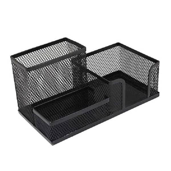 Metal Pen Stand Mesh Style Stationary Holder, Pen Stand, Desk Organizer - Black