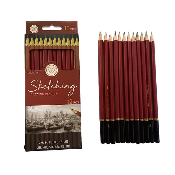 Professional Sketch and Drawing pencils setArt Pencil 12-Count(8B-2H) Drawing/Sketching Pencil Set of 12 in Metal Box