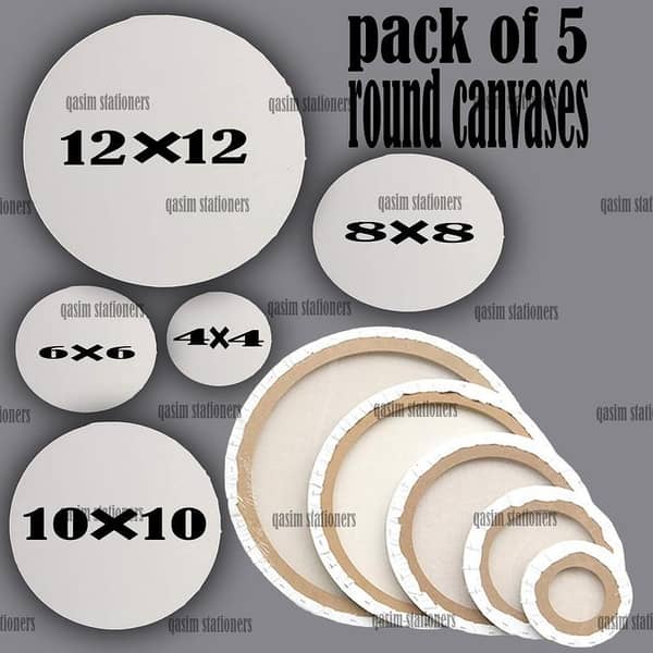 Mix Canvas Pack of 5 4by4+ 6by6+ 8by8+ 10by10+ 12by12 Canvas For Painting Canvas Boards Canvas Panels 100% Small Cotton Stretched Canvas Boards for Painting.