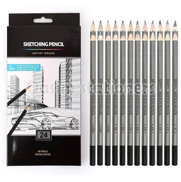 24Pcs Worison Sketching Pencil Set Includes 9H, 8H, 7H, 6H, 5H, 4H, 3H, 2H, H, F, HB, B, 2B, 3B, 4B, 5B, 6B, 7B, 8B, 9B, 10B, 11B, 12B, 14B Professional Sketch Art Pencils Drawing Sketches Pencils