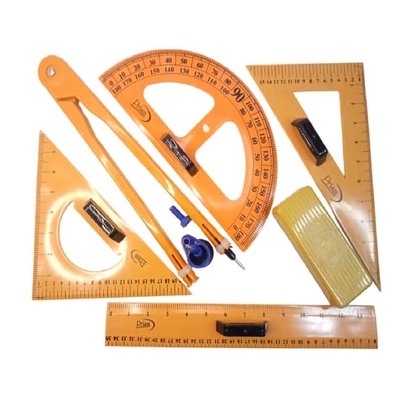 6Pcs Teacher Mathematical Instrument - Geometry Rulers Large Digital Triangle Angle Measurement Compass Set - Teaching Aids for Black And White Board School & Home Use