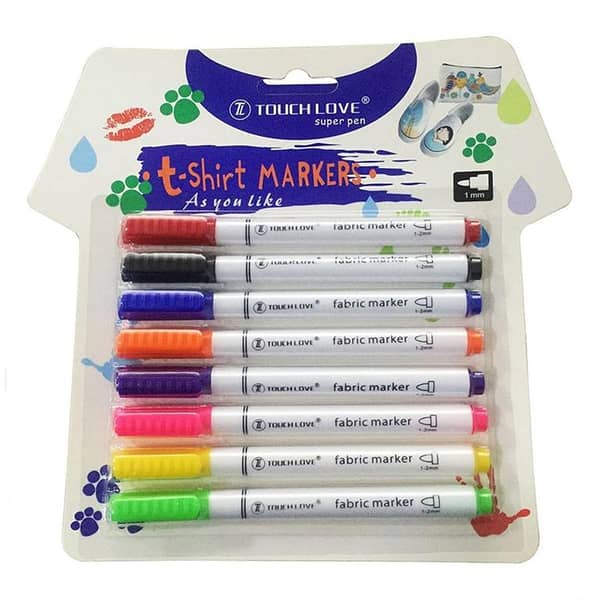 8-Pack Textile Marker Fabric Paint Pens for DIY Crafts and T-Shirt Painting