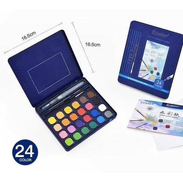 Giorgione G-900 Solid Watercolor Paint Set with Blue Box - 24 Transparent Colors