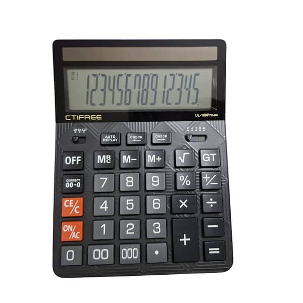 CTIFREE 14 Digit Calculator Ultra Large Display Desktop Calculator Solar Dual Power Calculator 14-bit Large Display Calculator for Office, Business, Electronics
