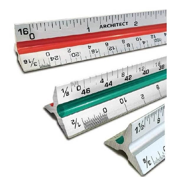 12-Inch Triangular Architect Scale Ruler with Imperial Measurements for Architects, Engineers, and Students