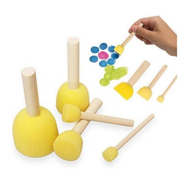 5 pcs Sponge Drawing Stamp DIY Foam Sponge Paint Brush Set Stencil Brush Value Pack of 5 Different Sizes