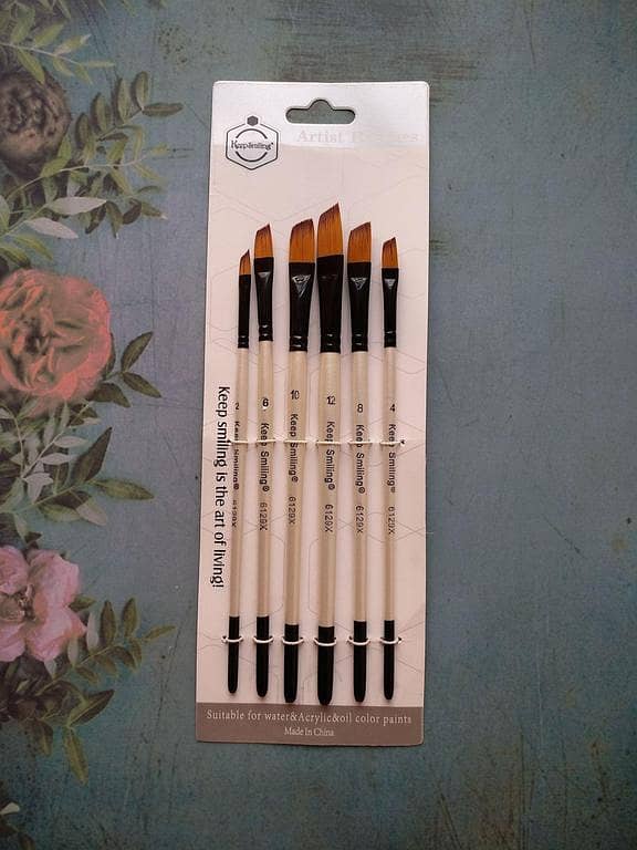 6 Pcs Professional Angular Paint Brush Water Color Oil Acrylic Artist Paint Brush - High Quality Brushes
