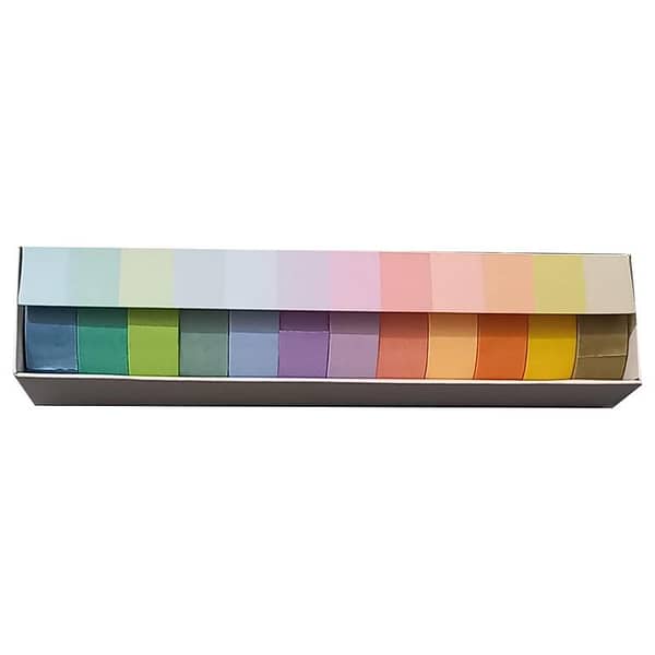 12 Rolls/Set Washi Tape Solid Color Decorative Masking Tapes Sticky Paper Tape for Journals Diary DIY Crafts Gift Wrapping