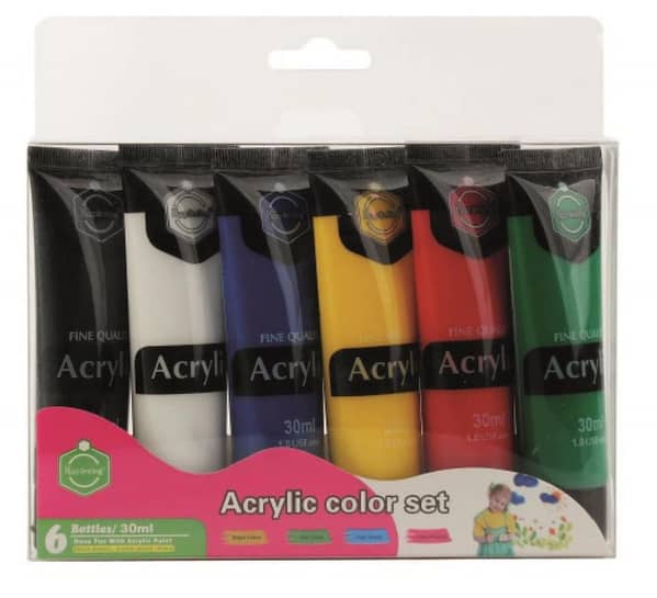Keep Smiling Acrylic Paint Set of 6, 30ml Tubes