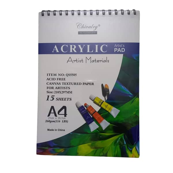 Chivalry Acrylic Pad Acrylic Artist's Pad A4 A3 260gsm, 15Sheets