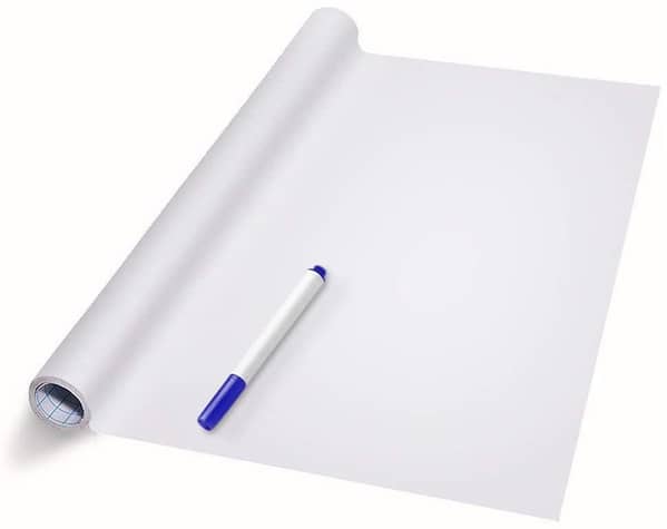 45 X 200 Cm Dry Erase Whiteboard Sticker Vinyl Sticker, Self-adhesive & reusable White Board Peel Stick for School,Office,Home,Kids Drawing with erasable marker