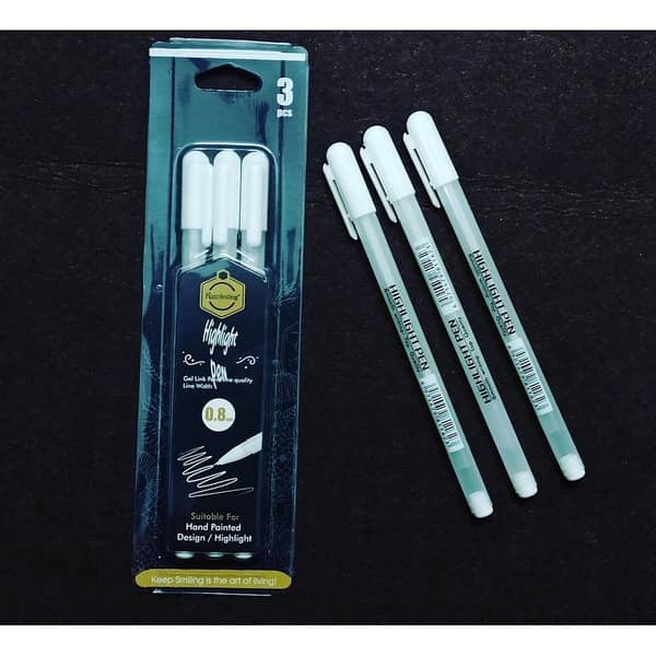 Pack of 3pcs Keep_Smiling White Gel Pen 0.8mm Gelly Roll White Gel Pen for Sketching and Drawing