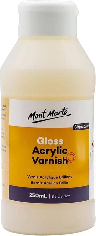 Mont Marte Gloss Acrylic Varnish Signature 250ml (8.5 US fl. oz), Acrylic Paint Varnish, Seals and Protects Artworks from Dust, Light, Archival Finishing Varnish, Dries Clear