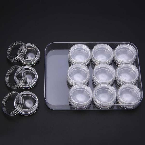 Calligraphy Ink Pot Jar 1 Set-12Pcs Clear Transparent Round Jars/Box Organizers Containers Calligraphy Ink