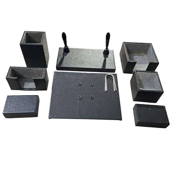 Black / Green Senator Office Desk Organizer 8 Pcs Office Table Set