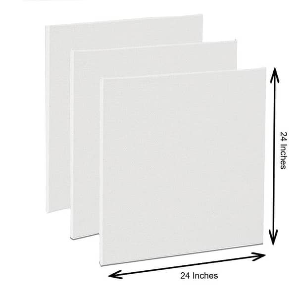 3 Pcs - 24x24 Primed Canvases for Painting, 100% Cotton Stretched Canvas, Art Supplies for Acrylic Pouring, Oil Painting and Watercolor, Acid Free Canvas - Art Panel - Artist 24 x 24