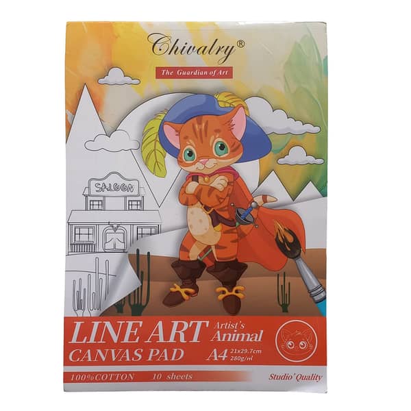 A4 CHIVALRY CANVAS BOOK Different Printed outline Designs Canvas Pad 280g/m