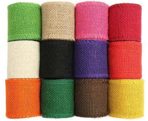 Pack Of 12 pcs 2 Meter 6cm Multicolor Natural Burlap Jute Fabric Roll DIY