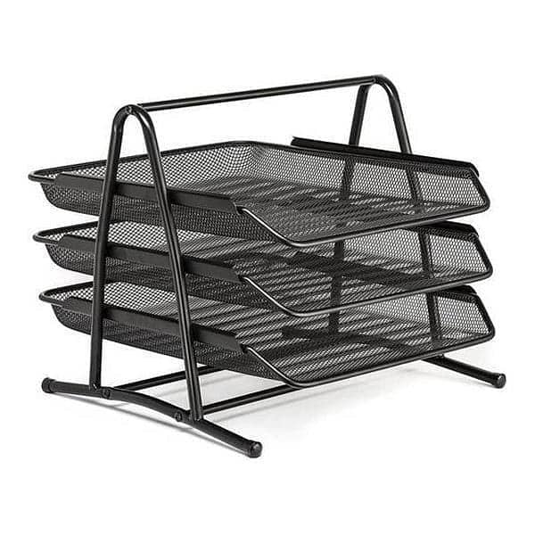 Heavy Duty Metal 3 Tier Desktop Document Letter Tray, Black