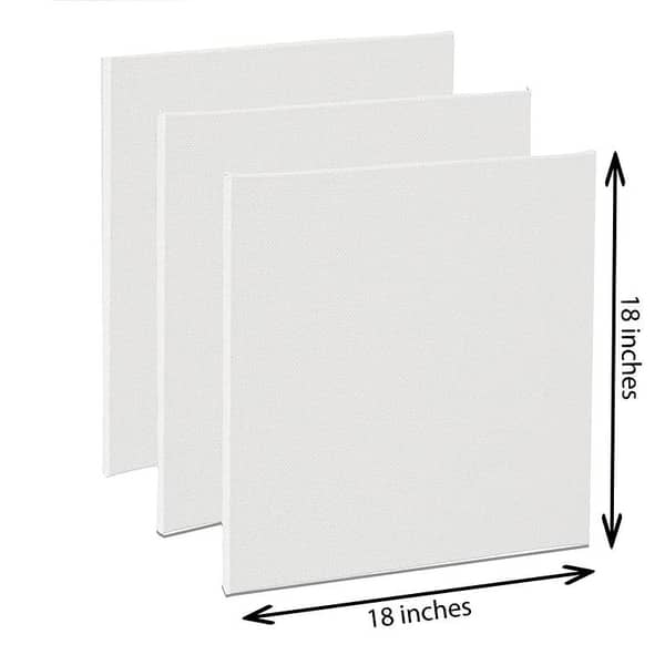 "3 Pcs - 18x18 Primed Canvases for Painting, 100% Cotton Stretched Canvas, Art Supplies for Acrylic Pouring, Oil Painting and Watercolor, Acid Free Canvas - Art Panel - Artist 18 x 18 "