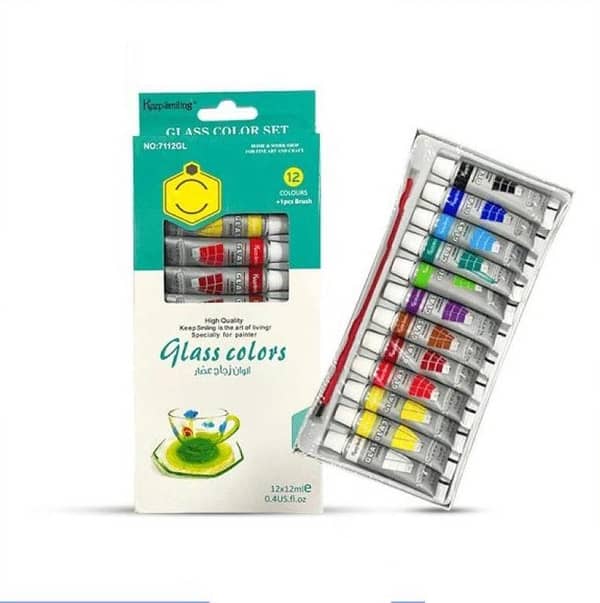 Keep Smiling Glass Color Paints - 12 Tubes of 12ml Each
