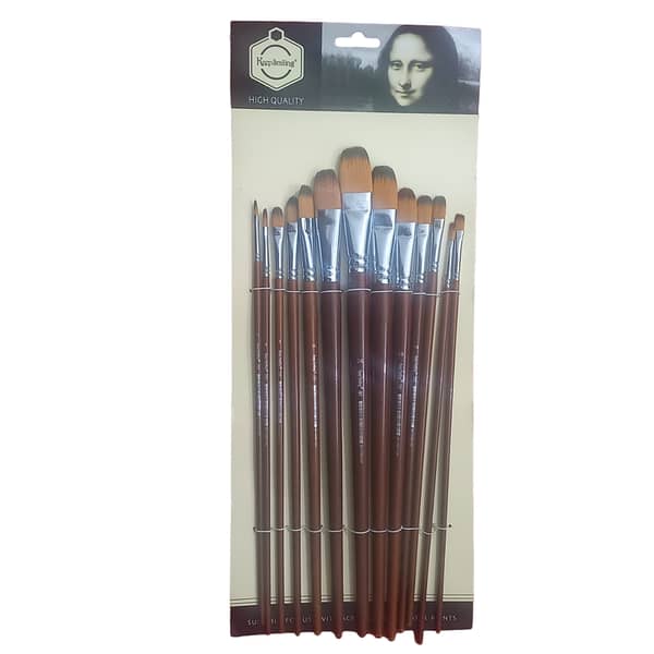 Keep Smiling A7003 13Pcs Nylon Long Handle Filbert Paint Brush Set