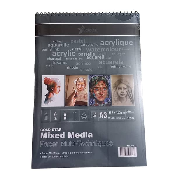Gold Star Mix Media Pad (Available in A6, A5, A4 and A3)