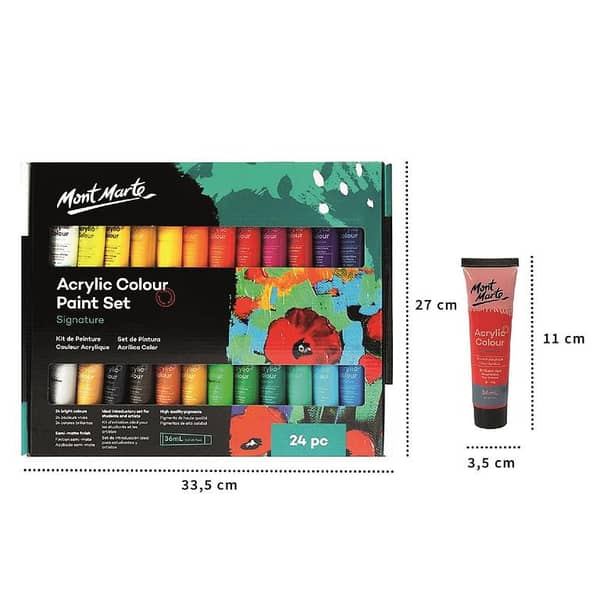 Mont Marte 24-Piece Signature Acrylic Paint Set (36ml Each)