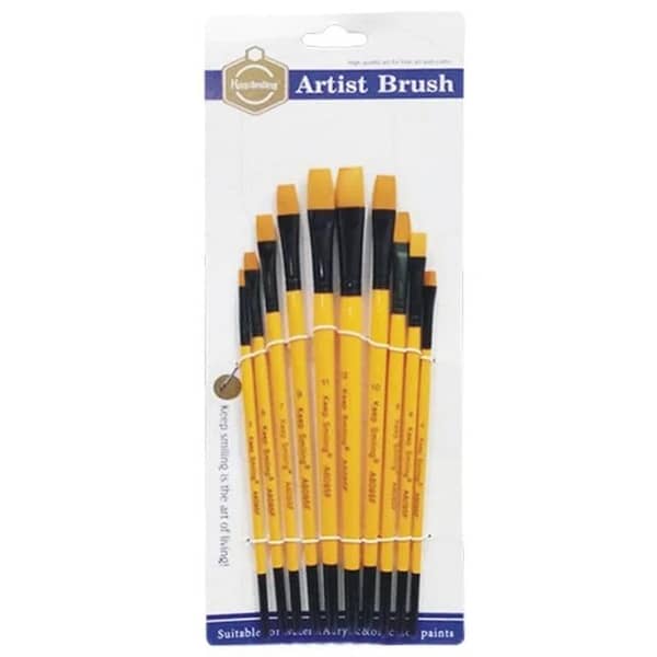 Specifications of Professional Fine Tip Paint Brush Set Flat Pointed Tip Nylon Acrylic Brush for Watercolor Oil Painting 10 Pieces