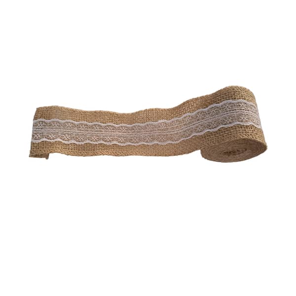Lace Vintage Jute Burlap Rolls Hessian Ribbon With Lace Vintage Rustic Wedding Decoration Ornament Burlap Wedding Favor 2 Meter / Pcs Width 5 cm