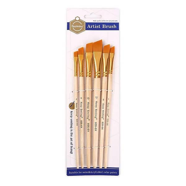 6 Pcs Paint Brushes Set Artist Paint brush Chisel Brush Cut Brush Filbert Brush Round Brush Flat Brush for Acrylic Painting Oil Watercolor Art Paint Brushes for Acrylic Oil