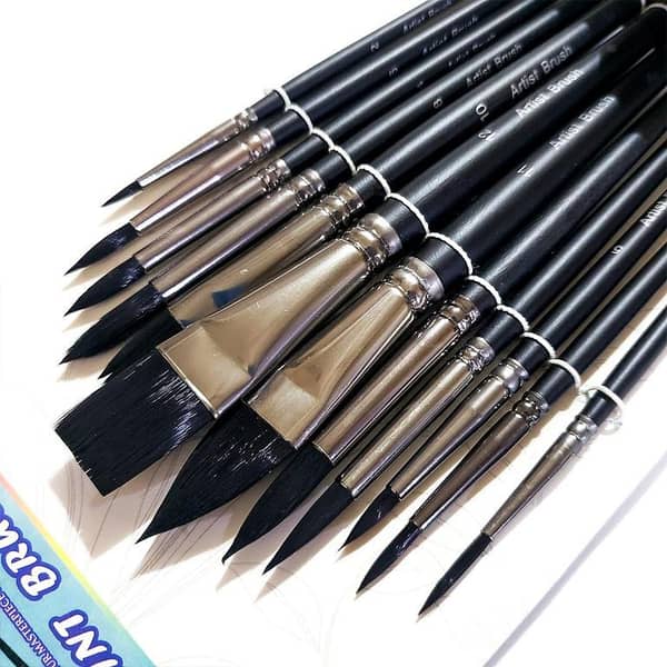 Worison Professional Artist Synthetic Squirrel Hair Watercolor Paint Brushes Set For Painting 12pcs