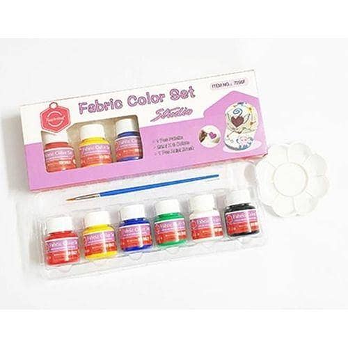 Keep Smiling Fabric Paint Color set 6 Pcs x 25ml with color Palette (Textile)