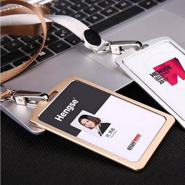 Aluminum Alloy Metal Vertical ID Badge Holder Bank Card Bus Cards Case School Card Holder Cover Holders Waterproof Name Badge Holder-1pcs