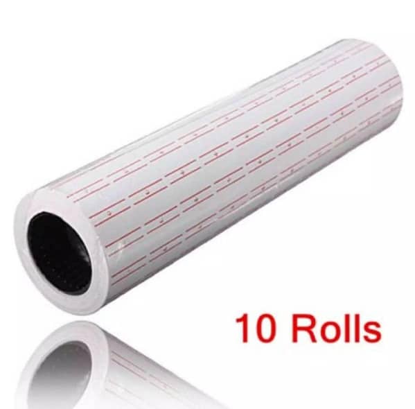 Pack of 10 Price Tag Rolls (White) for Price Labeling Manual Machine