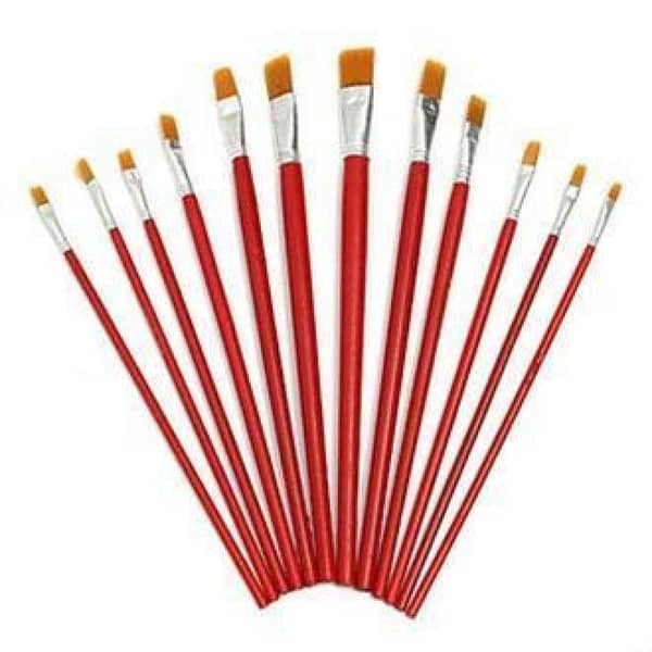 12-Piece Red Paint Brush Set