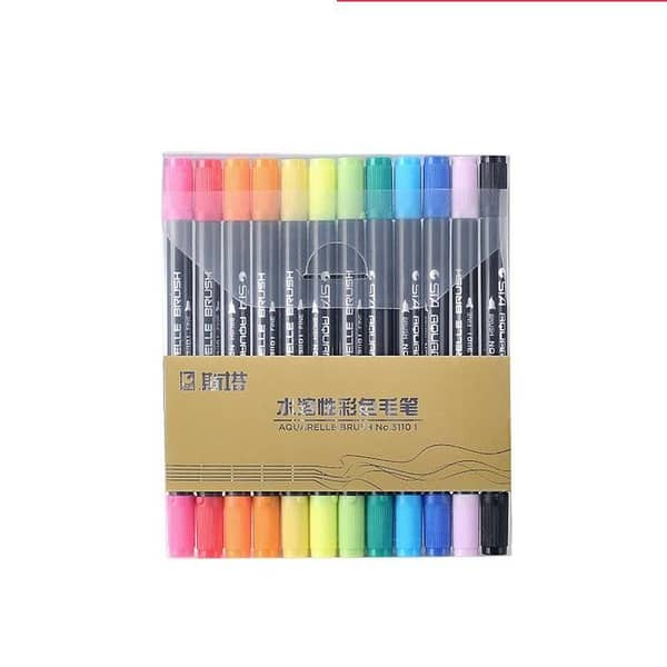 STA Aquarelle 12-Color Dual Brush Pens Set - Versatile Watercolor Art Markers