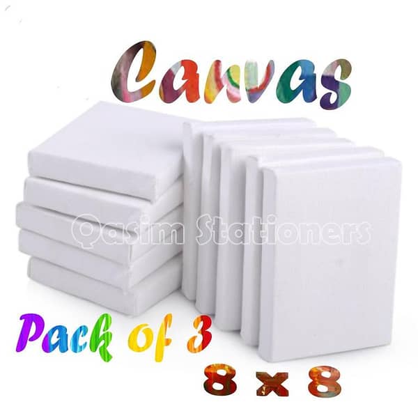 Pack Of 3 PCS - Canvas Board - 8x8  Best For Acrylic & Oil Paints