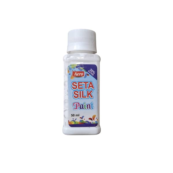 Aero Seta Silk Fabric Paint 50 ml bottle. Available in different Colours for Fabric Painting, Best for Fabric art on Cotton, Lawn, Silk, Organza and Georgette Crinkle.