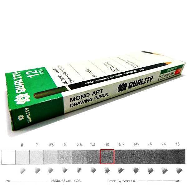12Pcs MONO ART DRAWING SHADING ARTIST QUALITY PENCILS SET