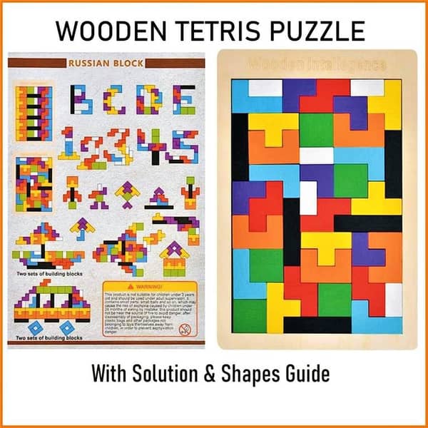 3D Wooden Puzzle | 40 Pieces | Wooden Tetris Building Blocks Game For Kids | Multicolor | Educational Toys