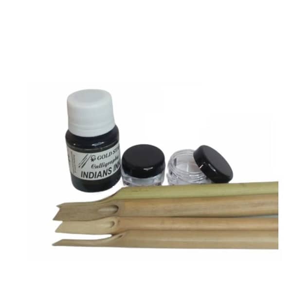 PACK OF 06 - VALUE PACK FOR ARTIST - 03 Calligraphy pen 02 Ink jars 01 Black Ink