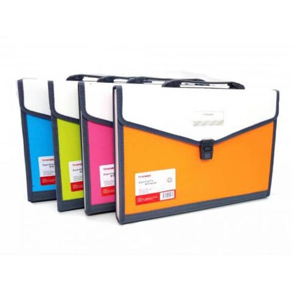 Plastic Expanding Bag File Folder with 13 Section Pockets, FC Size Multicolor