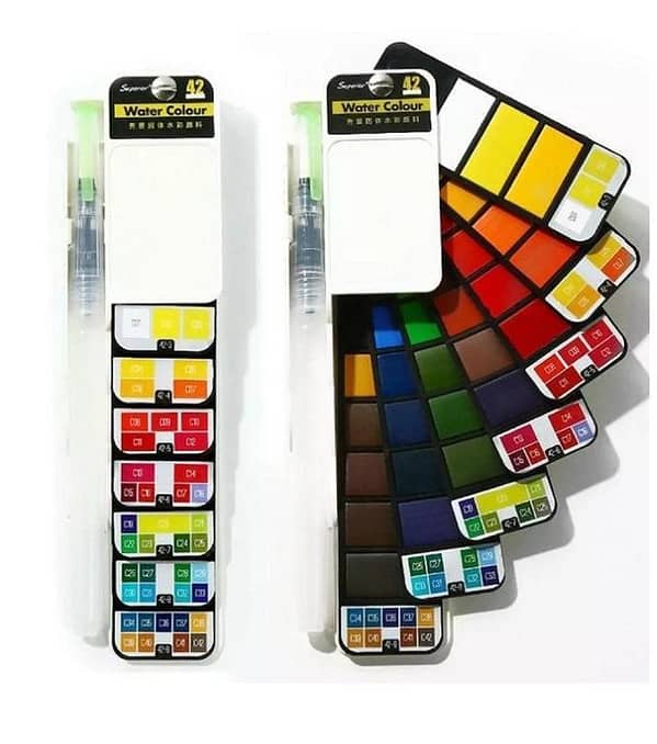 18/25/33/42 Colors Pigment Paints Set Solid Watercolor With Waterbrush For Drawing Painting Watercolors collapsible suit Paints Transparent Colors Painting Water brush palette in Box Set