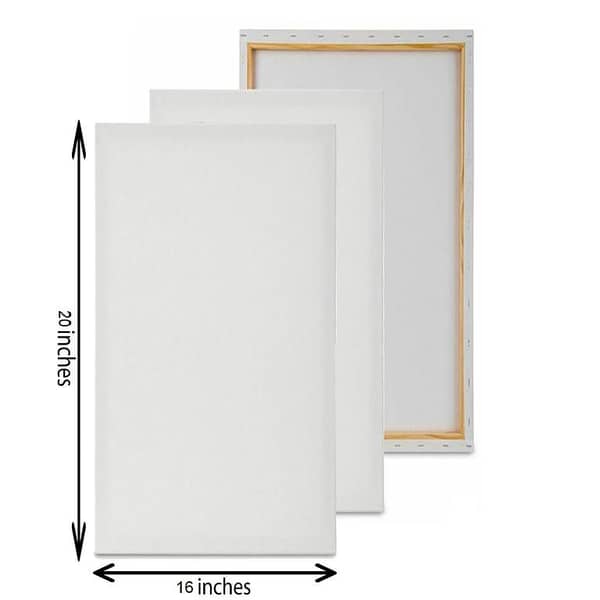3 Pcs - 16x20 Primed Canvases for Painting, 100% Cotton Stretched Canvas, Art Supplies for Acrylic Pouring, Oil Painting and Watercolor, Acid Free Canvas - Art Panel - Artist 16 x 20