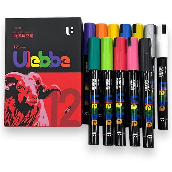 Ulebbe Permanent Acrylic Paint Markers Set Art Permanent Markers for Canvas, DIY Glass, Rock, Ceramic, Wood