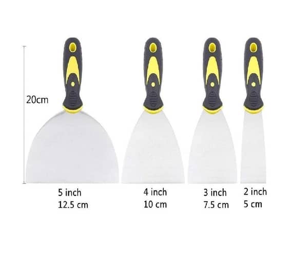Putty Scrapers Metal Stiff Putty Knives All Sizes with Soft Grip Handle Putty Scraper Knife for Taping Paint