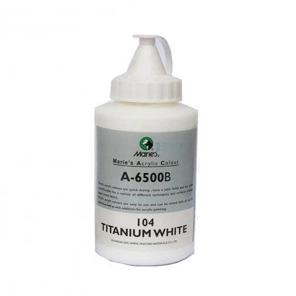 Maries Acrylic Paint Color 500ml Nozzle Jar 104 Titanium White / 793 Black