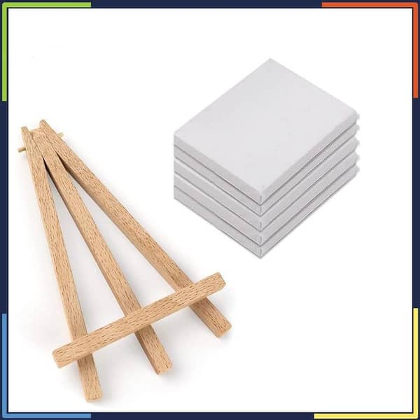 Pack Of 6 - 5 x 4*4 Size Canvas With 1x Wooden Easel