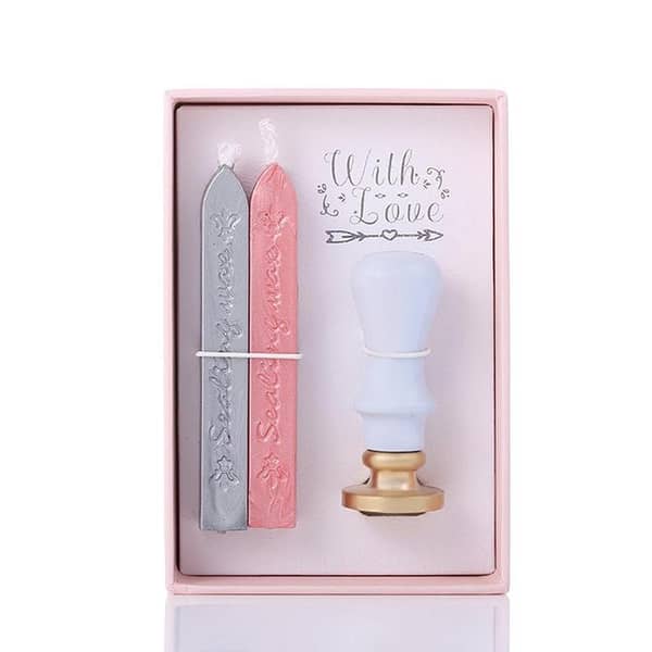 Vintage Style Seal Stamp with Wooden Handle+Wax Set for Crafts Decorating Box Packing Style